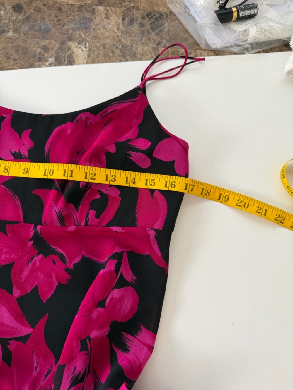 Vintage A.J. Bari 100% Silk Floral Tiered Mini Dress Pink & Black Size 10. - Picture 12 of 15